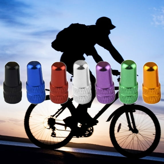 Windfall 4 Pcs Valve Caps Practical Wear Resistant Aluminum Alloy Anodized Bike Tire Caps for Bicycle