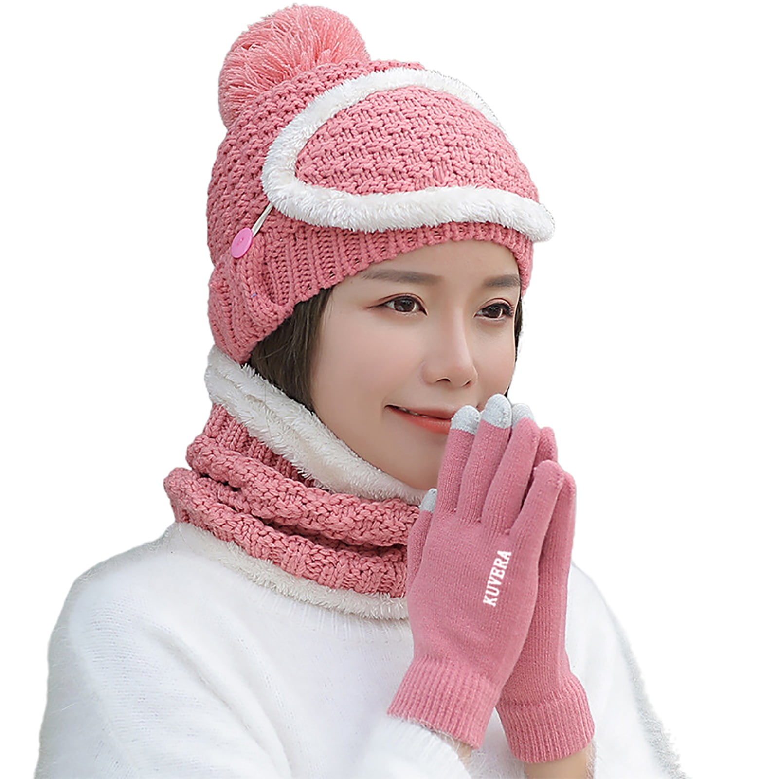 Hot Pink 3 Piece Fleece Hat Scarf & Glove Matching Set Hot Pink 3 Piece Fleece Hat Scarf & Glove Matching Set