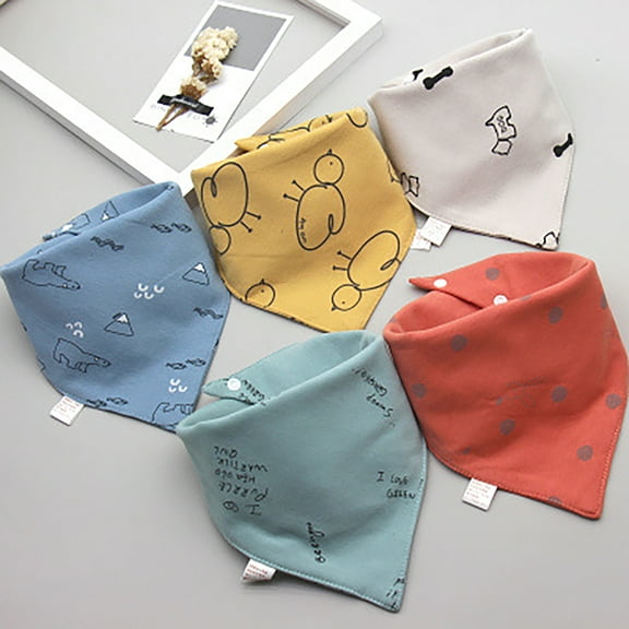Windfall 5-Pack Baby Bandana Bibs Cartoon Pattern Upsimples Baby Boys Bibs for Drooling and Teething, Super Absorbent Bibs Baby Shower Gift - Double-layer Baby Bandana Drool Bibs Infant Accessories