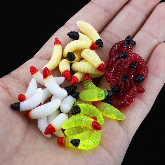 Windfall 50Pcs Artificial Lure Worm Shape Lifelike PVC Eco-friendly Soft Fish Lure for Freshwater