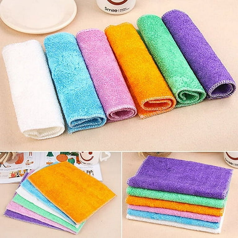 Windfall 5PCS Dish Towels, Kitchen Dishcloths Cleaning Cloths 100% Bamboo  Fiber, Ultra Absorbent & Fast Drying, Strongly Removes Oil and Dirt  Scouring Pad Kitchen Gadget 