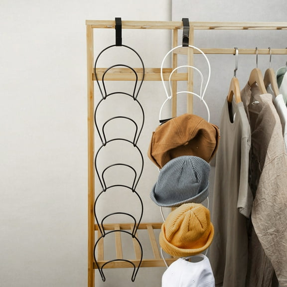 Windfall 5Pcs Door/Wall Mounted Hat Iron Rack Baseball Cap Towel Shelf Holder Organizer
