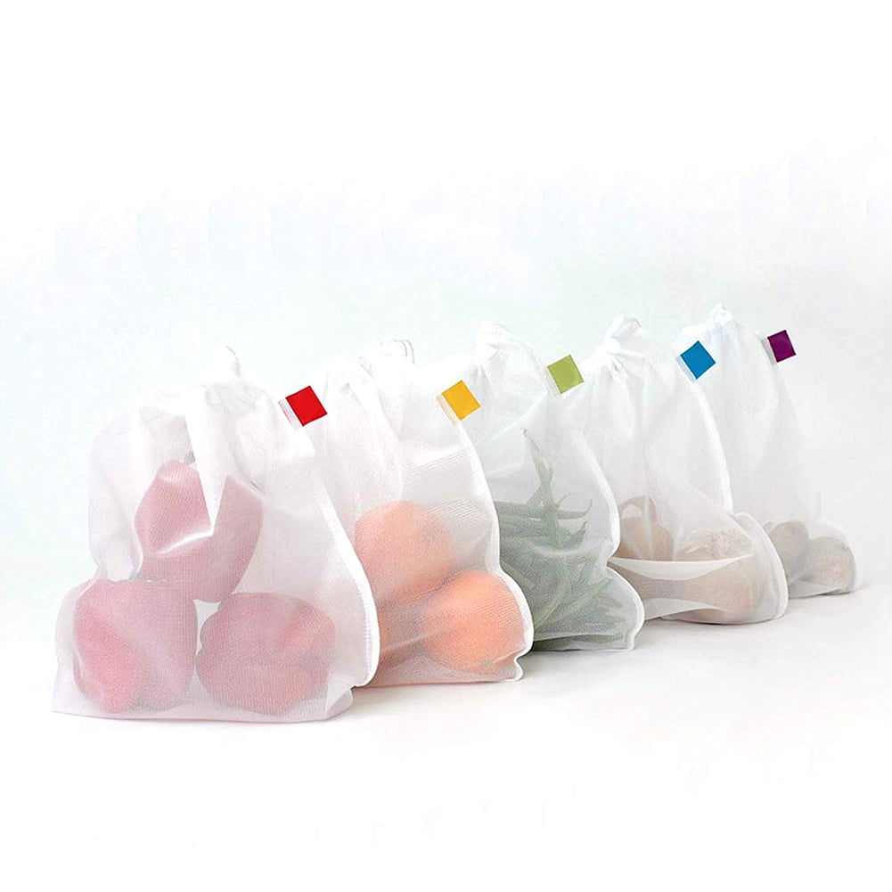 Ludlz 5Pcs Reusable Mesh Produce Bags, Washable with Drawstring for ...