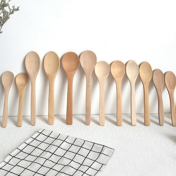 Windfall 5Pcs Wooden Handmade Long Handle Eating Cooking Soup Spoons Kitchen Utensil