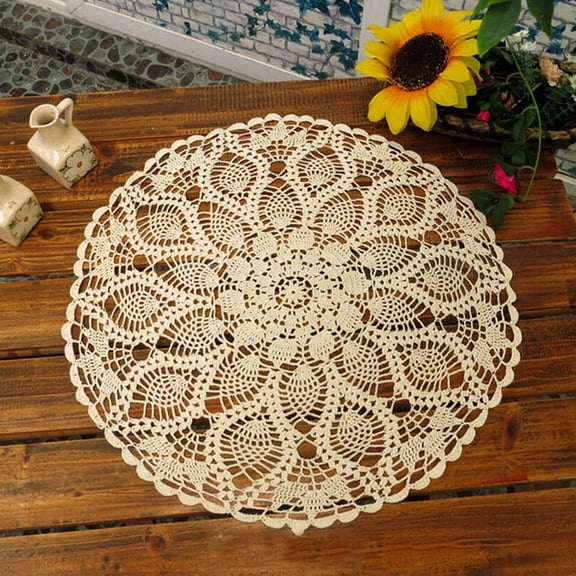 Windfall 60Round Lace Tablecloth Beige Crochet Table Cloths Elegant Floral Table Covers Handmade Table Cloth Cotton Hand Crochet Round Lace Hollow Out Tablecloth Table Cloth Cover