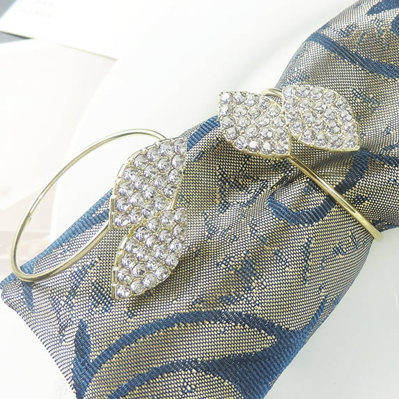 Windfall 6Pcs Rhinestone Napkin Rings Buckle Holder Hotel Wedding Dinner Banquet Decor