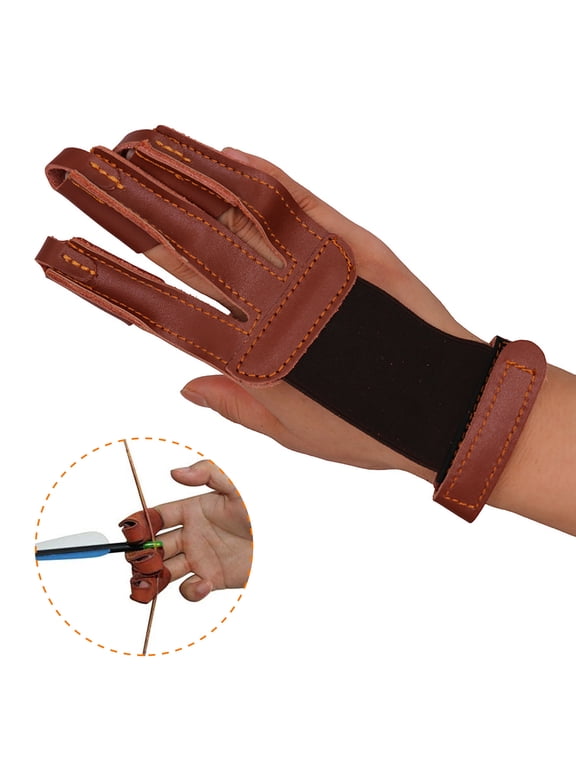 Archery Glove 3 Finger Guard Finger Tab Protective Gear Leather Gloves for Hunting Shooting Targeting for Men Women Youth Beginner
