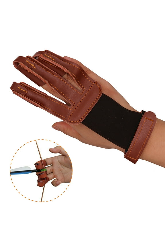 Archery Glove 3 Finger Guard Finger Tab Protective Gear Leather Gloves for Hunting Shooting Targeting for Men Women Youth Beginner