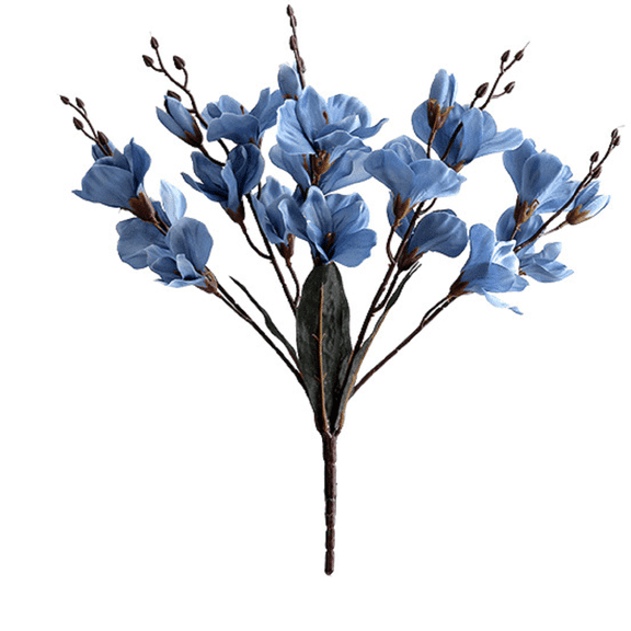 Windfall Artificial Faux Orchid Arrangements Table Centerpiece Silk Flowers White Petals with Purple Stamens for Kitchen Decoration Home Decor Wedd