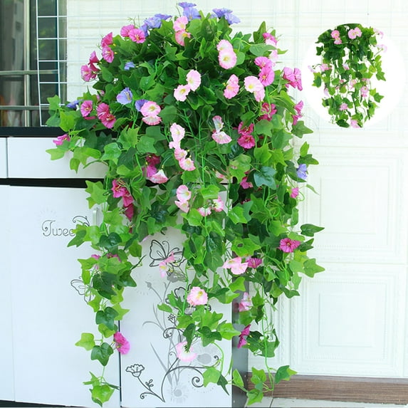 Windfall Artificial Hanging Vine Leaves Flower Realistic Hanging Artificial Silk Morning Glory Imitation Flower for Room Indoor Outdoor Decoration