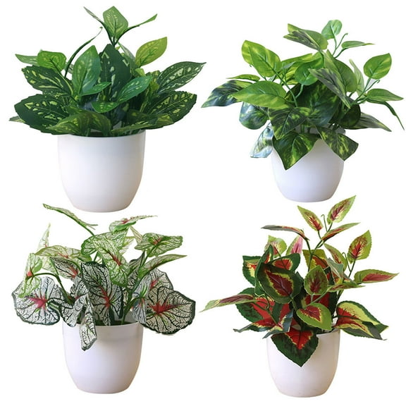 Windfall Artificial Potted Plants Mini Fake Plants Fresh Artificial Foliage Plant Pot Bonsai Party Mall Home Desktop Office Decor for Home Decor Indoor Office Desk Wedding Decoration