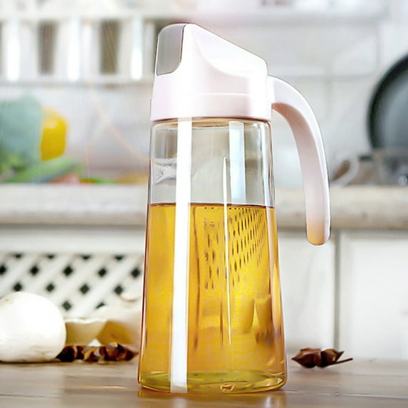 Windfall Auto Flip Olive Oil Dispenser Bottle,Leakproof Condiment Container With Automatic Cap and Stopper,Non-Drip Spout,Non-Slip Handle for Kitchen Cooking White