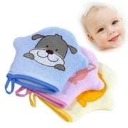 Windfall Baby Bath Mitt Ducky Puppet Washcloths Kids Wash Gloves Bath Sponge Body Scrub for Toddler Cartoon Duck Print Baby Soft Cotton Bath Shower Exfoliating Rubbing Towel Glove
