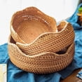 thumbnail image 1 of Windfall Bamboo Wicker Display Bowl Hand Woven Shallow Fruit Food Bread Serving Basket Rustic Key Toy Wallet Entryway Table Storage Bowl Circular Woven Decorative Straw Tray Basket, 1 of 7
