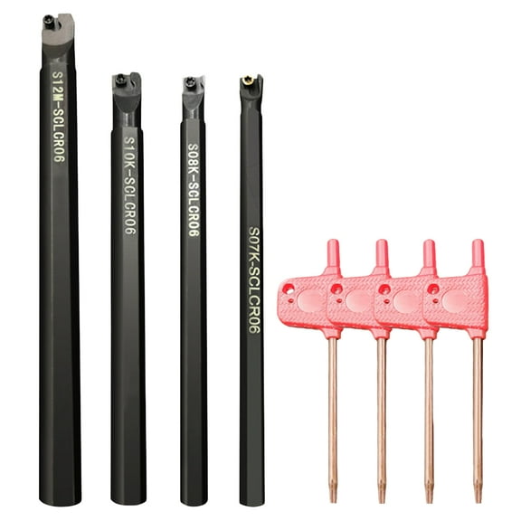 Windfall CNC Turning Tool, 2Pcs/Set S07K Alloy Lathe Turning Tool Set Screw Type Wrench Boring Bar Holder
