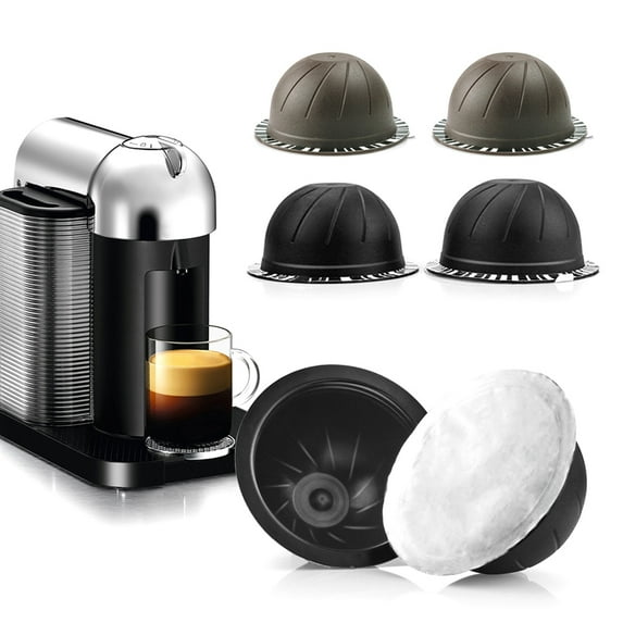 Windfall Coffee Reusable Capsules Stainless Steel Refillable Coffee Pods 5Pcs Set Disposable Refillable Coffee Filter Cup Capsule for Nespresso Vertuo