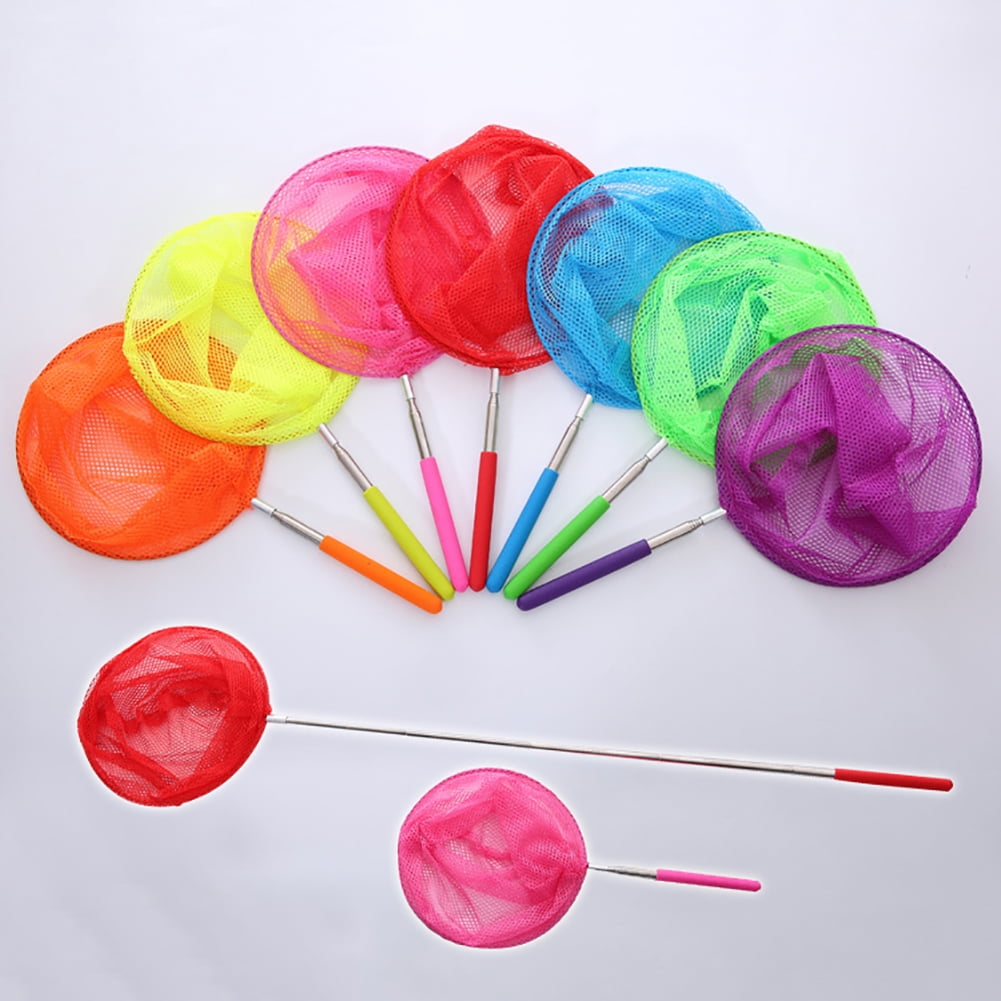 Windfall Colorful Telescopic Butterfly Nets,Bugs Insects Crabs Catching Nets  Outdoor Tools for Toddlers Kids Playing Handle Extendable and Anti Slip  Grip Fishing Toy 