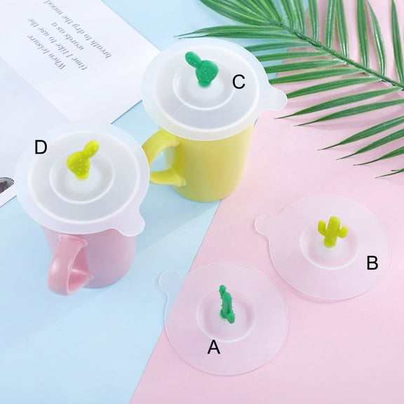 Windfall Cup Cover 3 9in/10cm Anti dust Cactus Round Silicone Glass Cup Cover Coffee Mug Seal Lid Cap