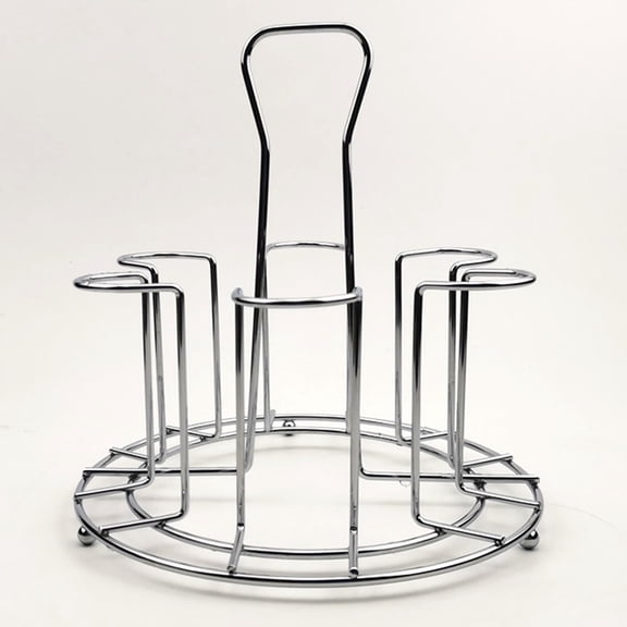 Windfall Cup Holder with 6 Fixators Smooth Silver Glass Protective Rack for Home
