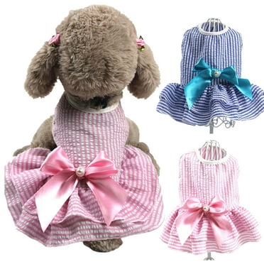 Windfall Dog Dress for Girl Sweet Pet Summer Skirt Stripe Bow-knot Clothes Shirts for Small Medium Large Dogs Cats Puppy