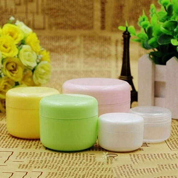 Windfall Empty Refillable Cosmetic Plastic Jars with Dome Lid Make Up Face Cream Lip Balm Lotion Storage Container Travel Case Bottle Pot Pack of 5