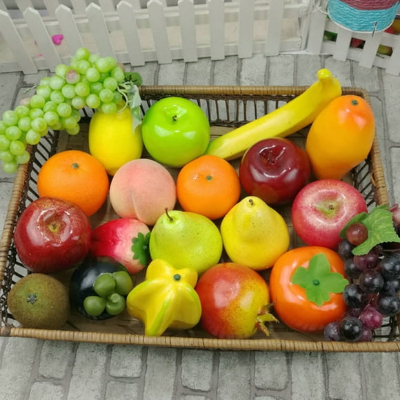 Windfall Fake Fruit Artificial Realistic Lifelike Decorative Foam Fruits & Vegetables 1PCS Artificial Fruit Apple Banana Orange Lemon Lifelike Photography Prop Home Decor Hand Made Home