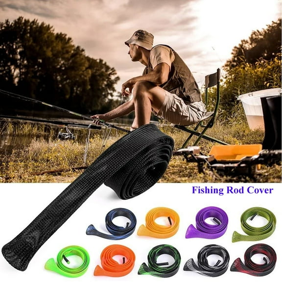 Windfall Fishing Rod Sleeve/Rod Socks/ 67in Fishing Rod Covers, Braided Mesh Rod Protector for Bait Casting Rod/Sea Fishing Rod, Fishing Gear Tools Accessories