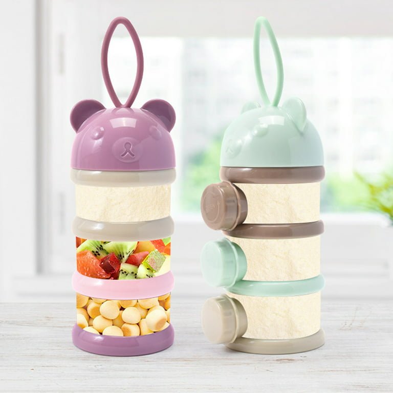 Formula Dispenser, Stackable On-The-Go BPA Free Milk Powder Box Baby Food Storage Container Snack Cups for Toddlers - 3 Layers , No Powder Leakage