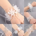 thumbnail image 1 of Windfall Girl Bridesmaid Wedding Wrist Corsage Bride Wrist Flower Corsages Stretch Bracelet Wristband for Wedding Prom Party Homecoming Hand Flowers Decor, 1 of 8