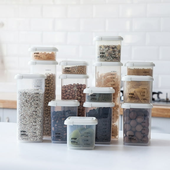 Windfall Home Kitchen Transparent Thick Plastic Airtight Tall Food Storage Container Set Ideal for Spaghetti Noodles Pasta Kitchen Pantry Organization with Durable Lids