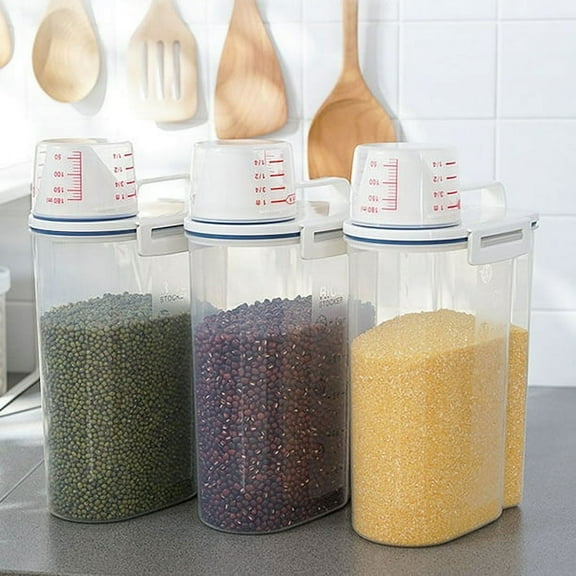 Windfall Home PP Plastic Beans Grain Storage Tank Kitchen Food Rice Sealed Container