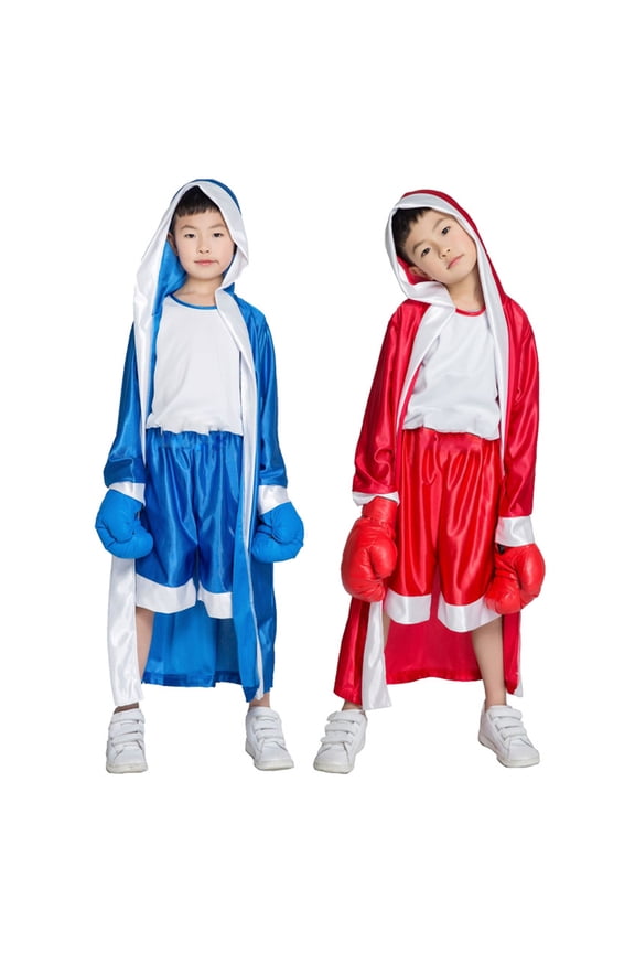 Kids Long Sleeve Belt Loose Muay Thai Boxing Robe Stage Show Kickboxing Gown