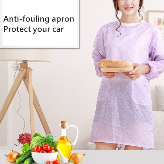 Windfall Long Sleeve Aprons For Women, Waterproof Cooking Chef Garden Apron, Adult Smock Women Floral Waterproof Long Sleeve Kitchen Cooking Baking Apron Working Smock