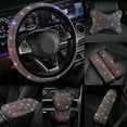 thumbnail image 1 of Windfall Luxury Rhinestones Crystal Colorful Car Seat Belt Cover Pad Steering Wheel Cover Auto Interior Accessories, 1 of 6