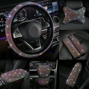 Windfall Luxury Rhinestones Crystal Colorful Car Seat Belt Cover Pad Steering Wheel Cover Auto Interior Accessories