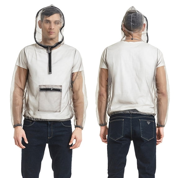 Windfall Mesh Top, Men Outdoor Anti-mosquito Fishing Mesh Hooded Long Sleeve Jacket Coat Top Suit