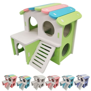 Windfall Pet Deluxe Dual-Layer Villa, PVC Double Decker Hamster House with Stair Pet Home Hideout Exercise Toys for Squirrels Gerbils Hamsters Golden Bears Small Animals
