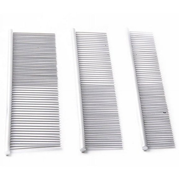 Windfall Pet Grooming Comb, Stainless Steel Pet Grooming Massaging Kit Dog Comb Steel Comb Pin Comb Dog Shedding Combs with Different Spaced Teeth
