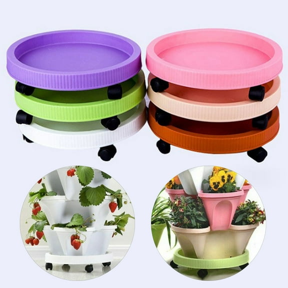 Ludlz Plastic Gardening Pot Tray Flower Planter Stand Base Holder with/without Wheels