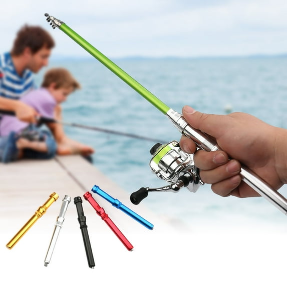 Windfall Portable Mini Carbon Fiber Sea Fishing Rod Detachable Telescopic Ice Raft Fish Pole for Outdoor Travel Fishing - Colorful Aluminum Alloy Handle