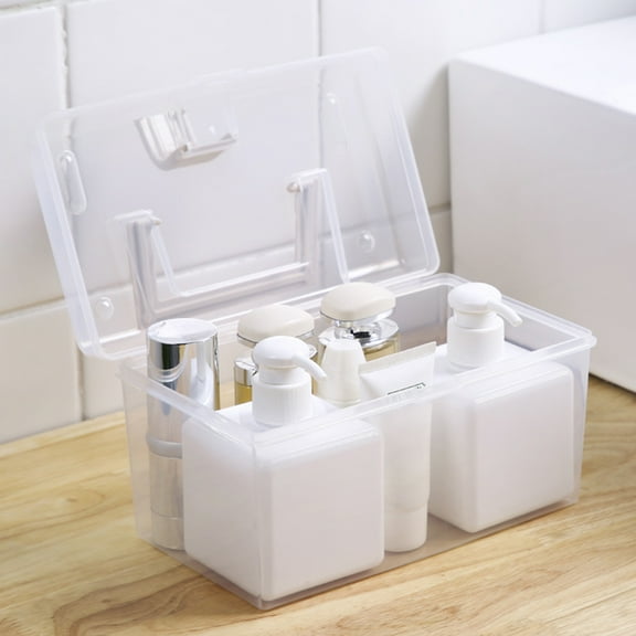 Windfall Portable Multi-use Clear Plastic Storage Container Box with Handle Latch Lock