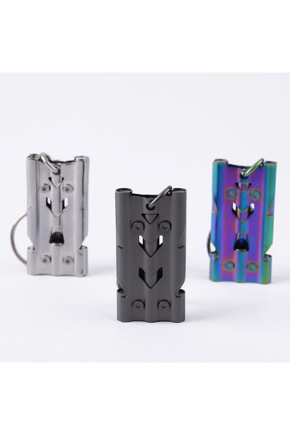 Portable Whistle, 150dB 3 Tube Outdoor Survival Sport Referee Pet Training Stainless Steel Whistle with Key Ring