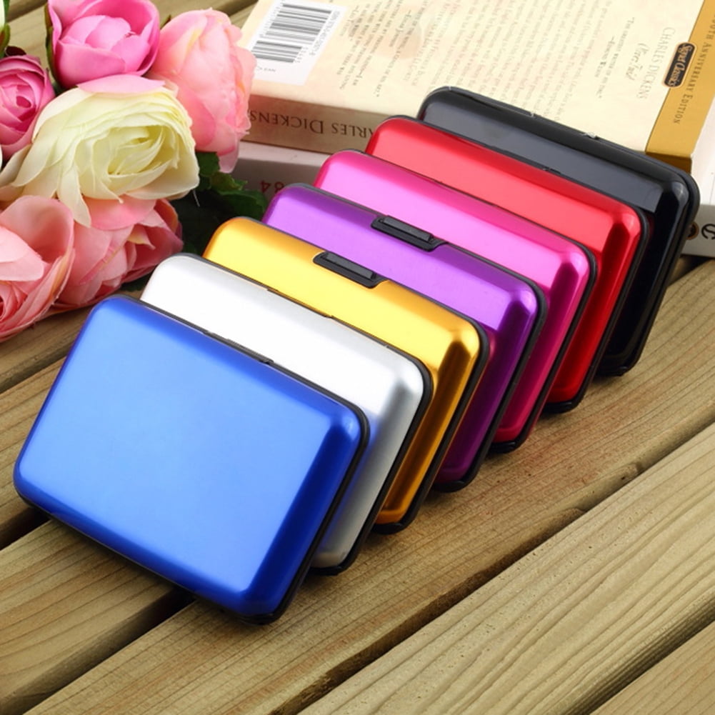 TSV Credit Card Holder, Mini Aluminum ID Case with 6 Slots for Women Men,  Hard Shell Business Card Protector