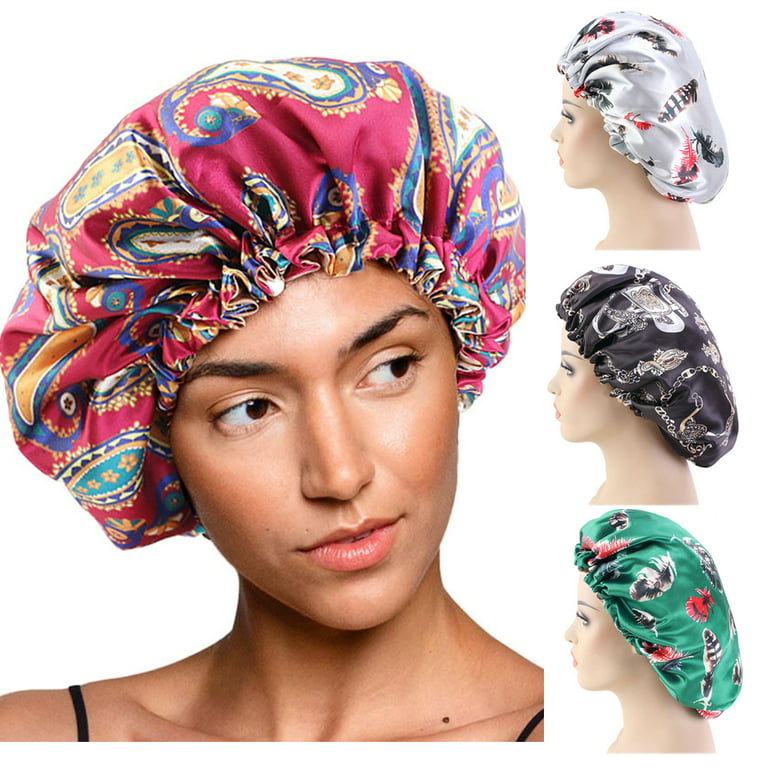 2Pcs Silk Bonnet for Sleeping, Satin Hair Bonnets, Soft Elastic Band Silk  Sleep Cap, Silk Hair Wrap for Curly Hair