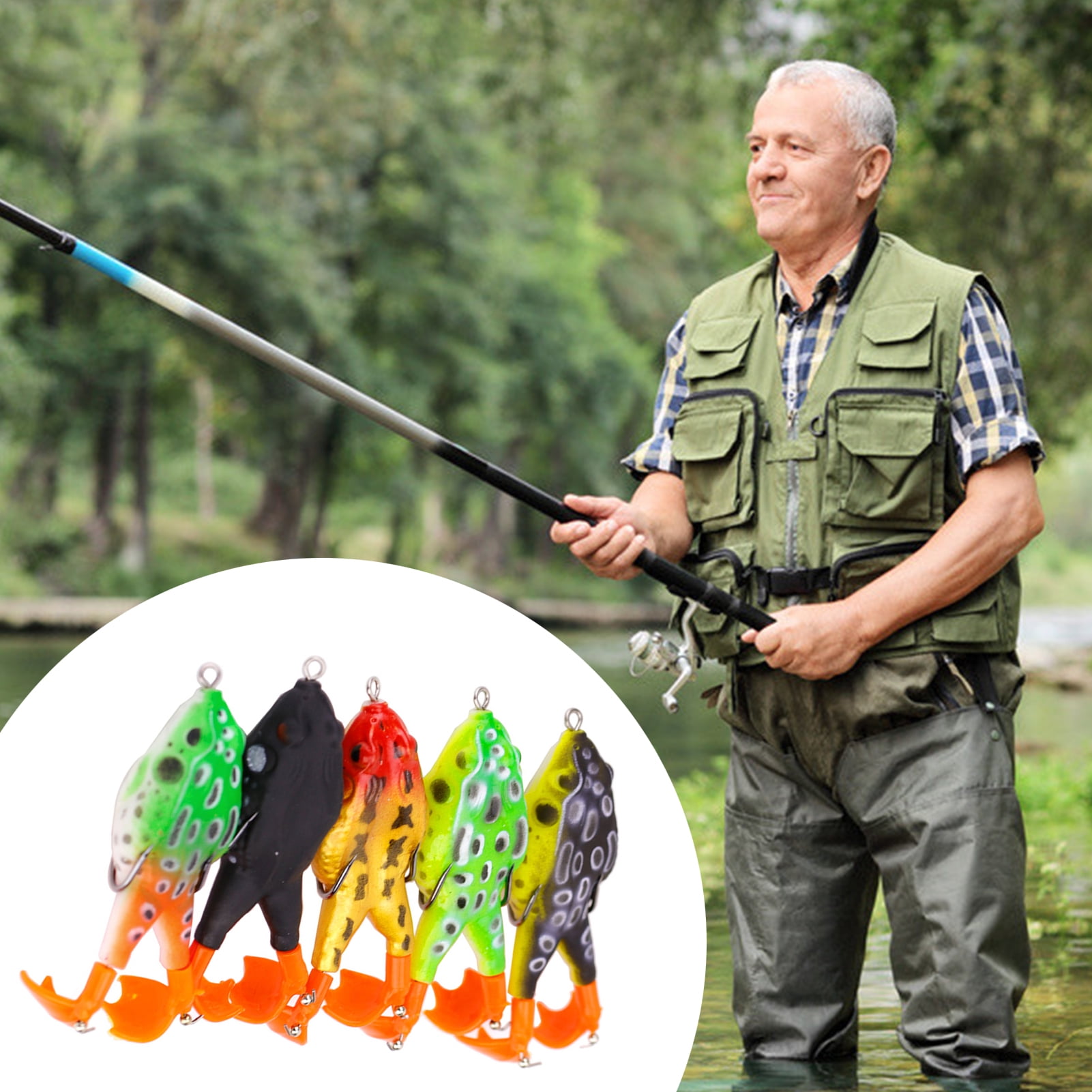 5-Pack Double Propeller Frog Fishing Lures - Weedless Topwater Baits (3.56 Inch, 13g) - View #11