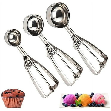 Windfall Stainless Steel Ice Cream Scooper with Trigger Small Medium and Large Cookie Scoops for Baking Easy to Clean Highly Durable Ergonomic Handle Cookie Dough Scoop