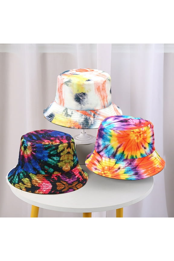 Sun Hat Tie-die Printed Reversible Double-sided Men and Women Bucket Hats for Hunting