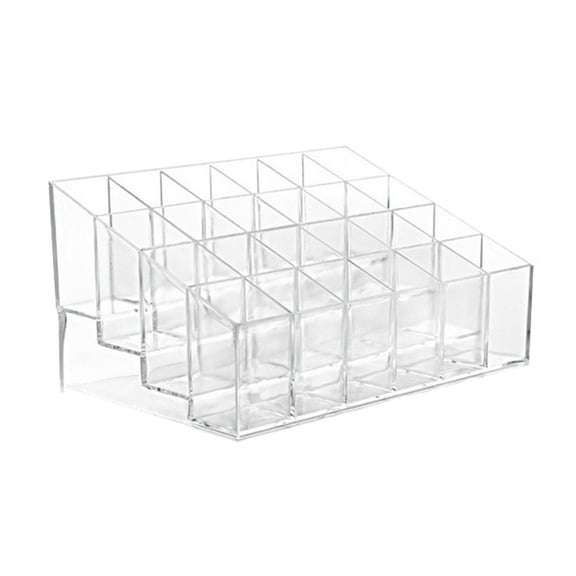 Windfall Transparent Plastic Makeup Cosmetic Organizer Lipstick Display Stand With 24 Grid Clear Lipstick Nail Polish Cosmetic Storage Box Organizer Display Stand