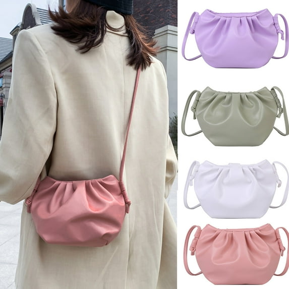 Windfall Women Fashion Solid Color Faux Leather Zip Dumpling Crossbody Bag Shoulder Pouch