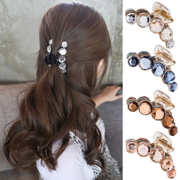 Windfall Women Hair Claw Clips, Shiny Barrette Headwear Non Slip Hair Clip Rhinestone Clamps Strong Hold Hair Catch Styling Accessories Ponytail Holder